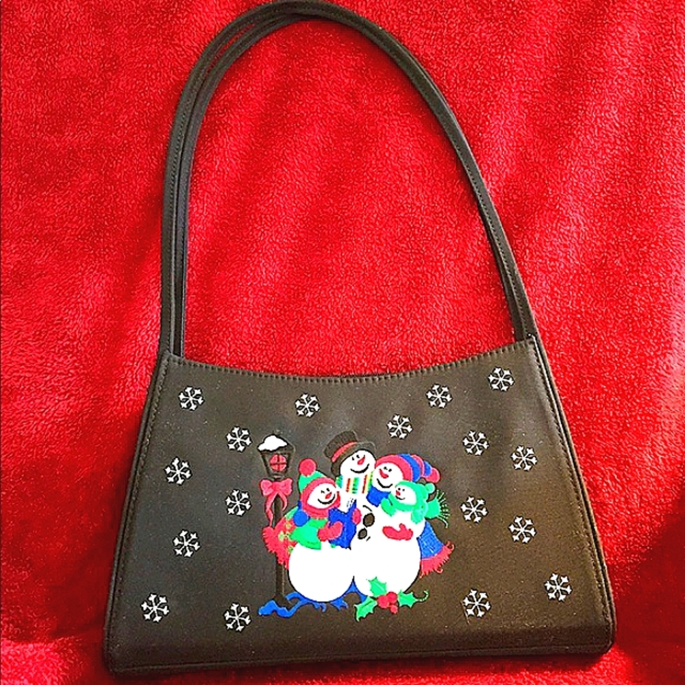 ⛄️NWOT Black Snowman Christmas Medium Shoulder Bag